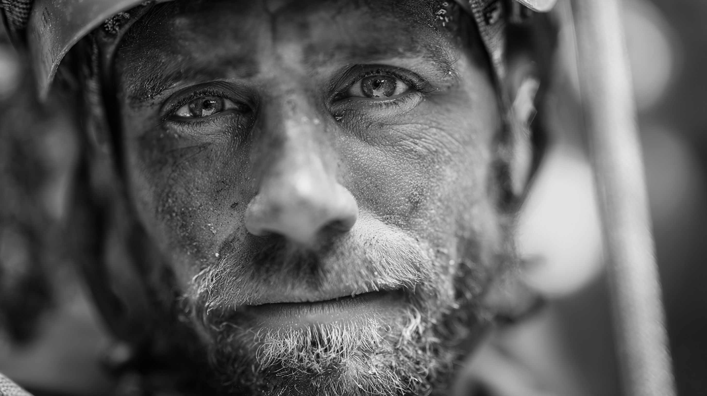 Close-up of arborist in high-risk cutting position